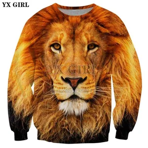 YX брендовые толстовки для девочек 2018, модная Мужскаяженская верхняя одежда с длинным рукавом, свитшоты с рисунком животных, коричневого медведяльваволка3d