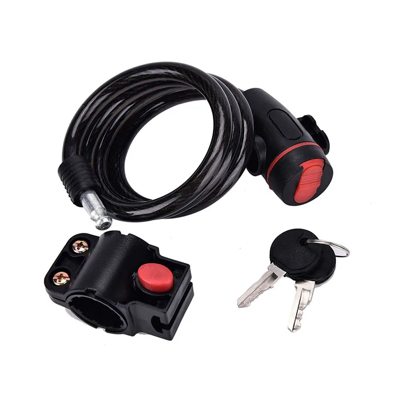 

1pc Steel Cable 90cm Spiral Security Lock Bike Cycle Bicycle Chain+2 Keys