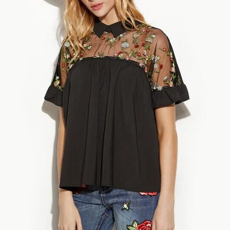 2018 Европа и Соединенные Штаты большой Размеры Для женщин вышивка сетки шить