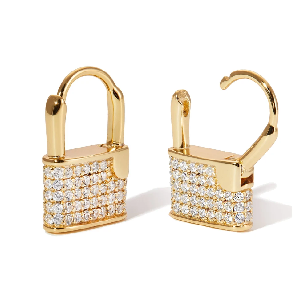 

micro pave cz lock earring for lady fashion trendy women jewelry 2019 New arrived european women jewelry