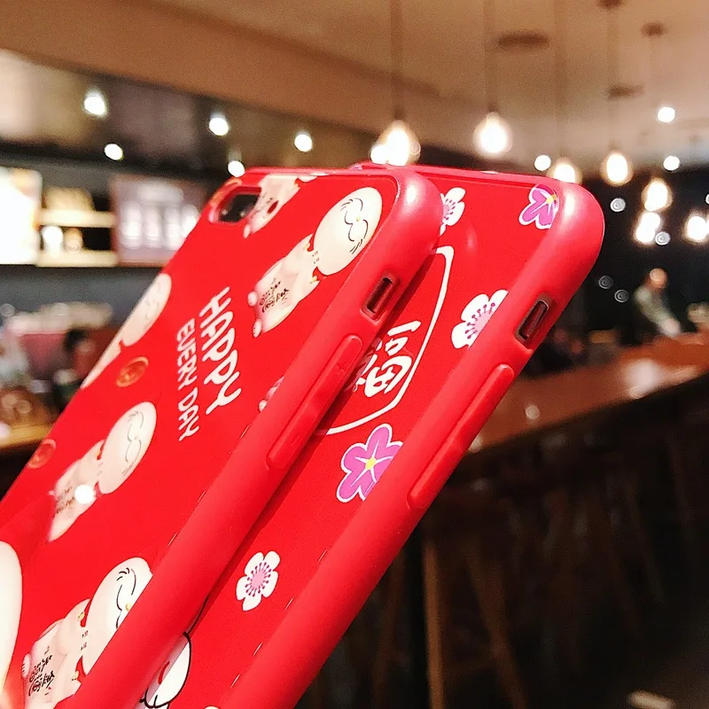 Новогодний чехол Lucky Cat and The Pig Phone Чехол для IPhone 7X6 XS 6S XR MAX 8 мягкий 6 7 Plus |