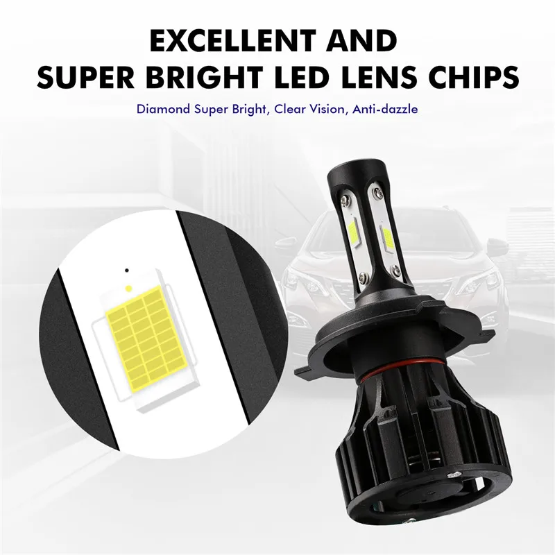 Светодиодный светильник Oslamp T5 серии H4 COB Chips Автомобильный светодиодный головной