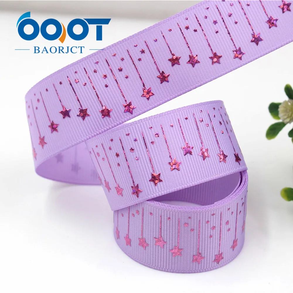 OOOT BAORJCT G 18609 399 25 мм 10 ярдов цветные пятиугольные звезды печатные grosgrain ленты DIY