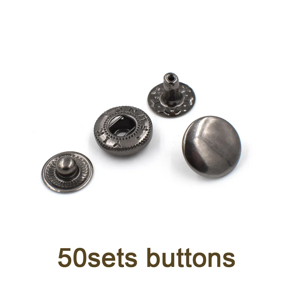 50sets buttons Электрические штампы 15мм12. 5 мм 10 мм Металлические защелкивающиеся формы. Фиксатор штампов металлические кнопки. Заклепки. Люверсы инструмент. Машина T3 T5 T8 металлические кнопки - Цвет: 50sets buttons