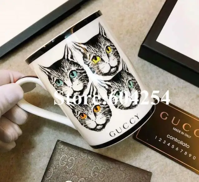 Новое поступление фарфоровая розовая чашка кошка молоко кружки кролик чашка для воды подарок на день рождения - Цвет: 02
