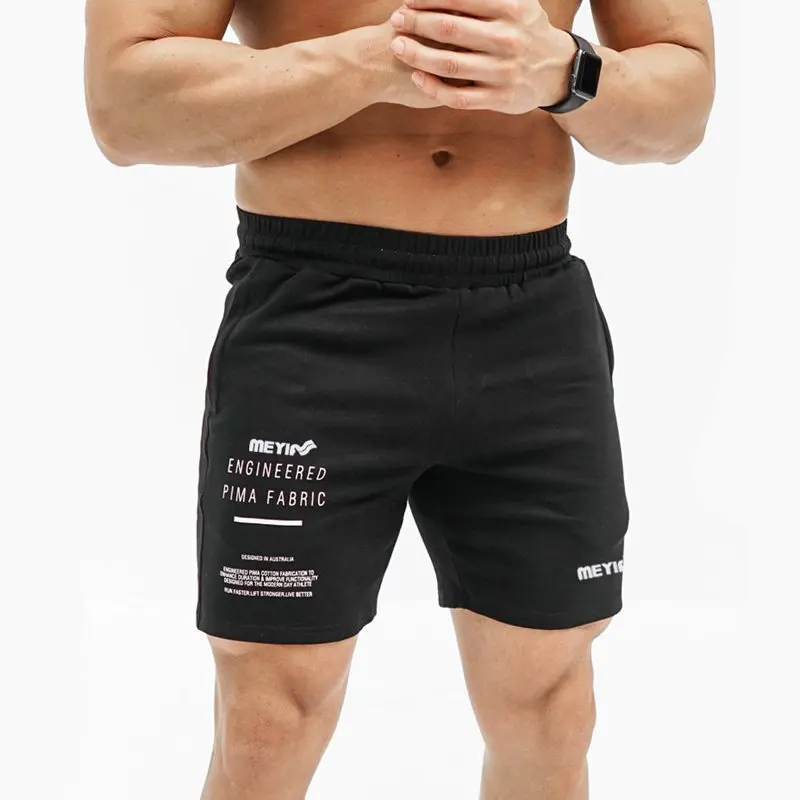 

Men Gym Cotton Shorts Man Running Jogging Sports Fitness Training Slim Sportswear 2018 summer New Male Workout Brand Short Pants