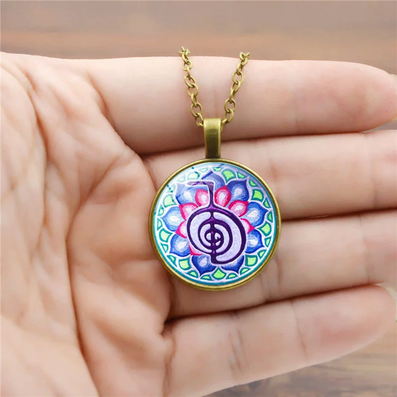 2017 Новинка Мандала арт Фото Кулон стекло ожерелье с фото круглые ювелирные