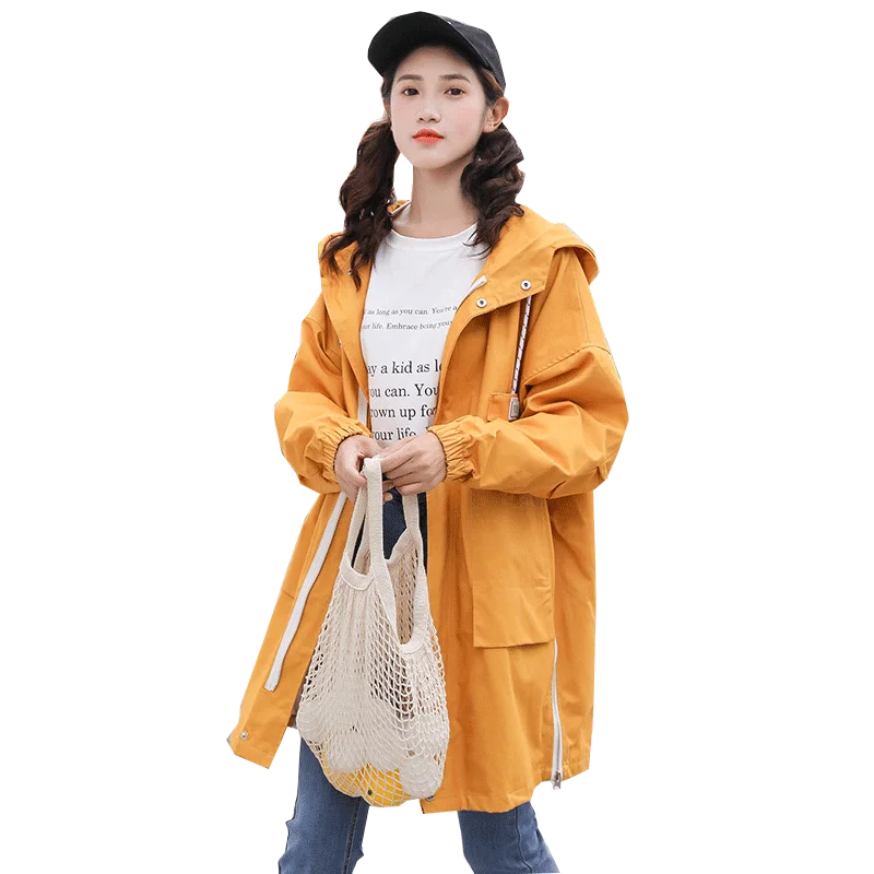

2020 Spring and Autumn Mid-waist Long Pure Color Student Outerwear