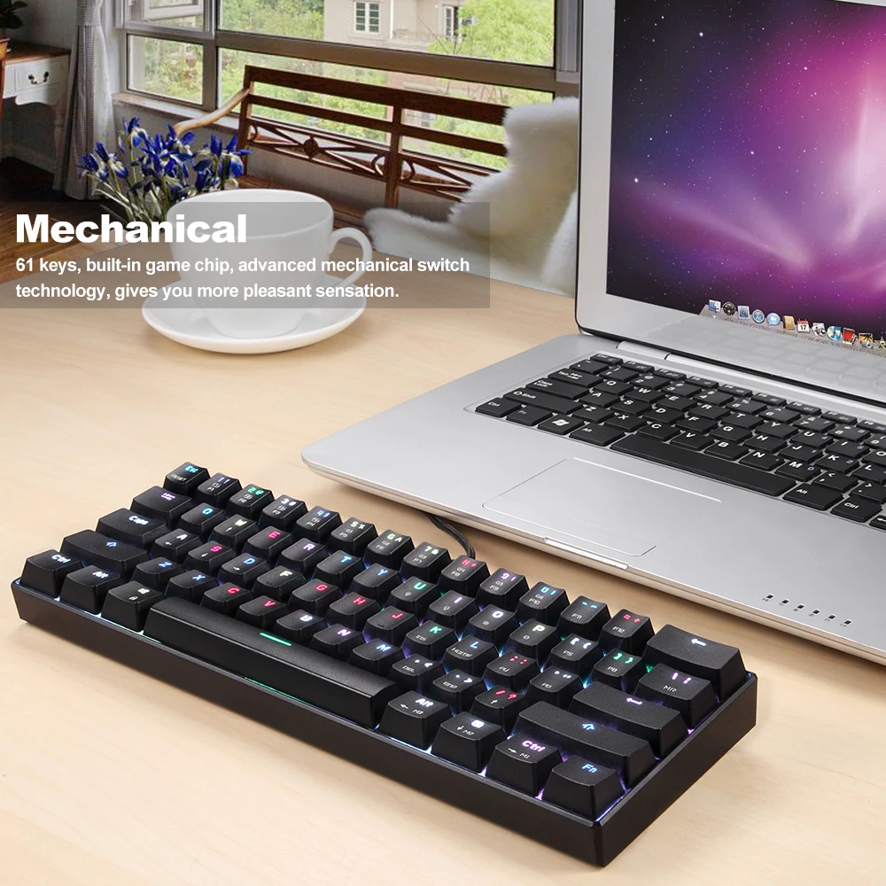 Клавиатура MOTOSPEED CK61 с синими переключателями Механическая игровая RGB клавиатура