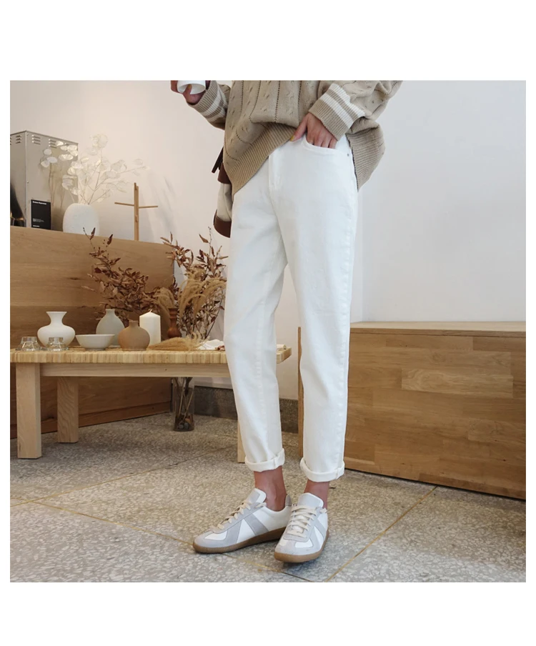 Cotton high waist jeans woman 5xl women plus size Washed Harem Pants Casual denim Pants wihte beige black mom jeans summer