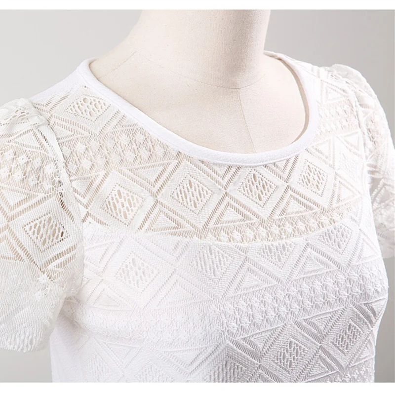 2017 Женская одежда шифоновая кружевная блузка кроше женские корейские рубашки