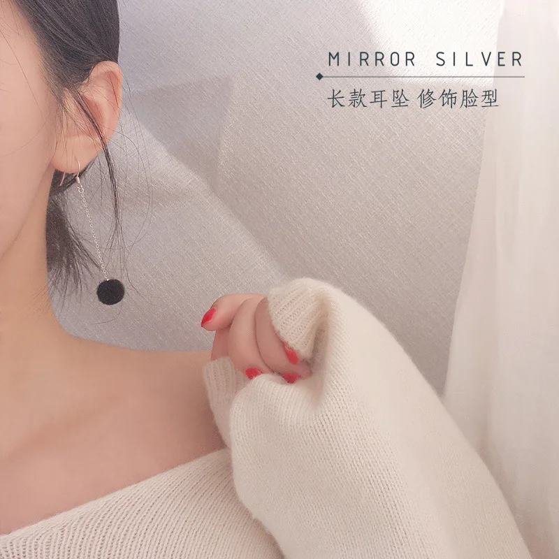 

New Fashion Sweet hair ball all-match S925 Sterling Silver Earrings winter long earrings simple South Korea female