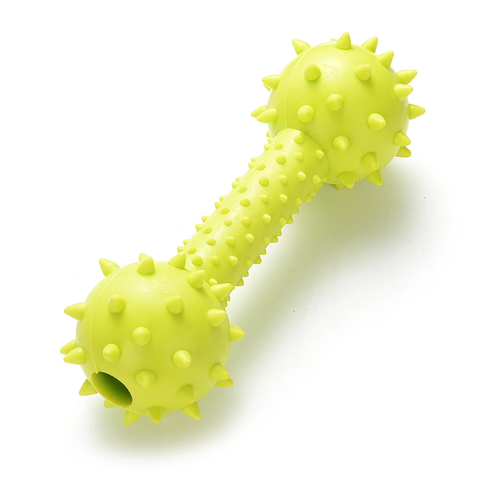 1 шт. игрушки для собак резиновый звук писк гантель с колокольчиками жевательная