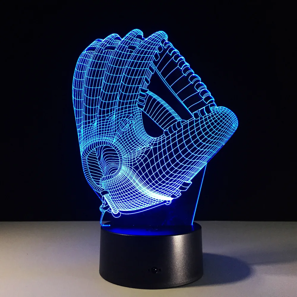 

Touch Color Changing LED Night Light Mood Lamp 3D Baseball Glove Acrylic Bedroom Lighting Decoration Rugby Gloves Nightlight