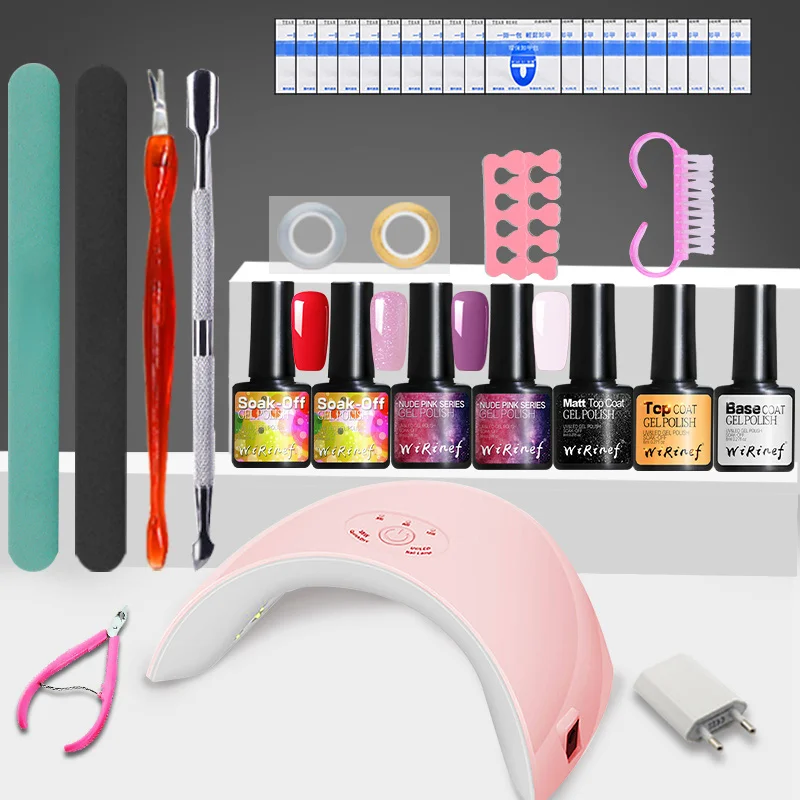 S4202 nail gel set WiRinef инструменты для ногтей Сушилка для ногтей УФ светодиодный светильник подходит для ногтей начинающих 3 вида лампы на выбор Дизайн ногтей скидка большой набор - Цвет: S4202 nail gel set