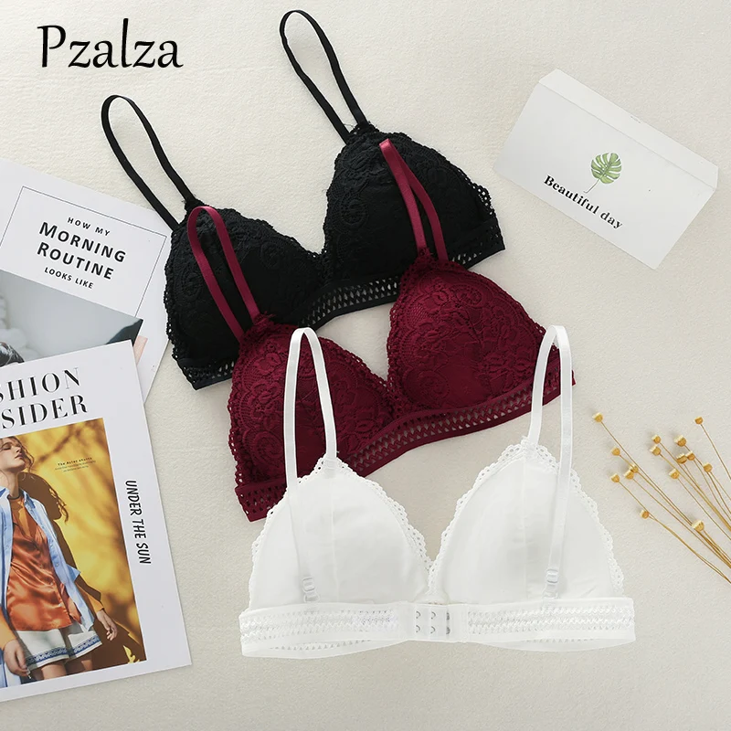 Французский стиль Глубокий V треугольники Bralette провода Бесплатная кружево