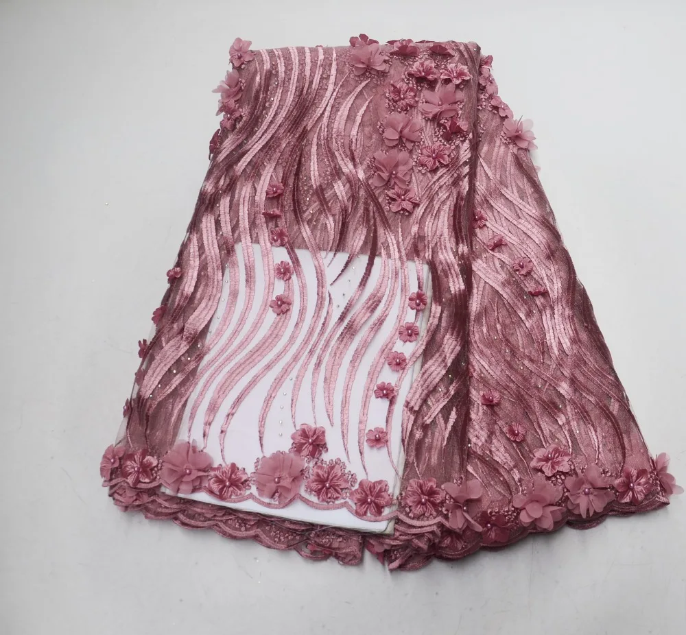 3d lace fabric with beads and stones 2019 high quality french nigerian embroidered tulle 5yards/lot P58002 | Дом и сад