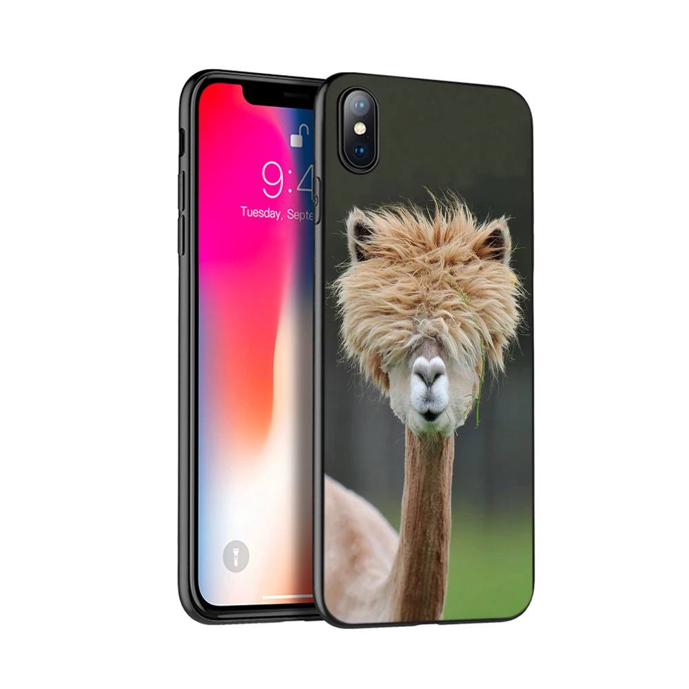 Черный чехол из термополиуретана для iphone 5 6 6s 7 8 plus x 10 XR XS 11 pro MAX alpacas