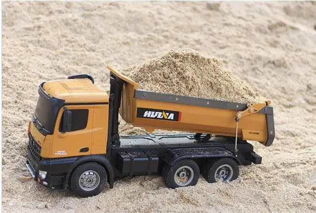Huina 1573 RTR 2,4 GHz 10 канальный 1:14 пульт дистанционного управления RC грузовик самосвал саморазряжающийся металлический авто демонстрационный светодиодный светильник RC игрушки