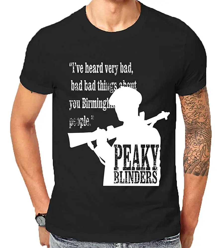 

Футболка мужская с принтом Томаса Шелби и гангстера из сериала «Peaky Blinders»