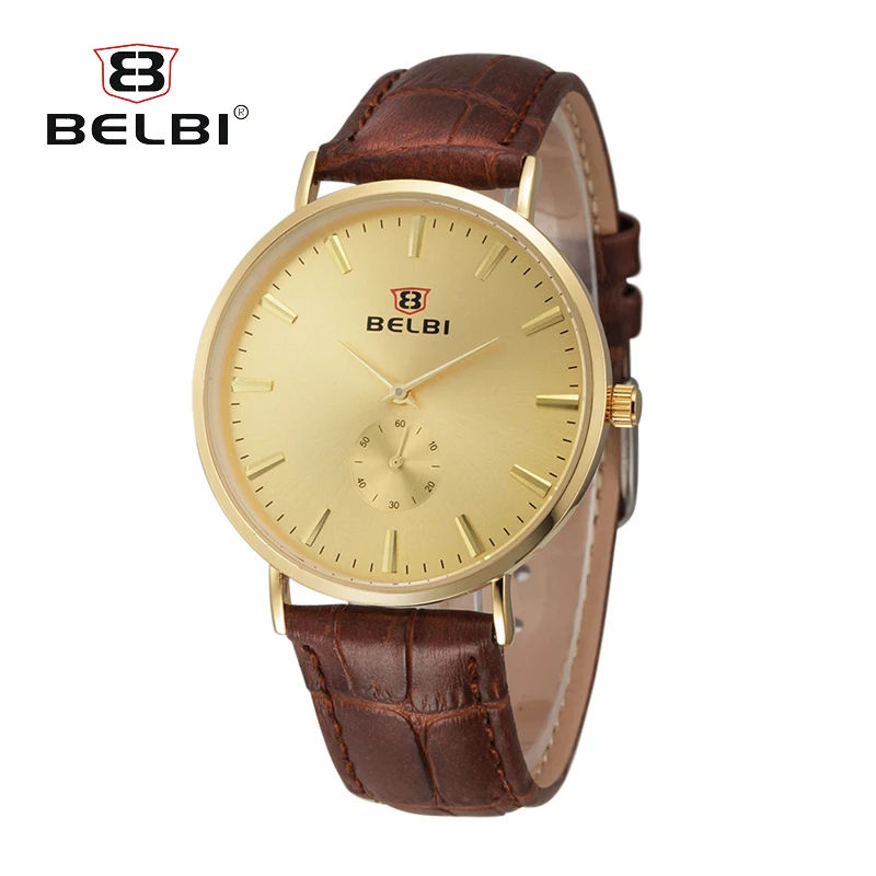BELBI Men Watch Luxury Top Brand business Male Clock Quartz WristWatch Leisure Fashion Leather Quartz-Watch Relogios | Наручные часы