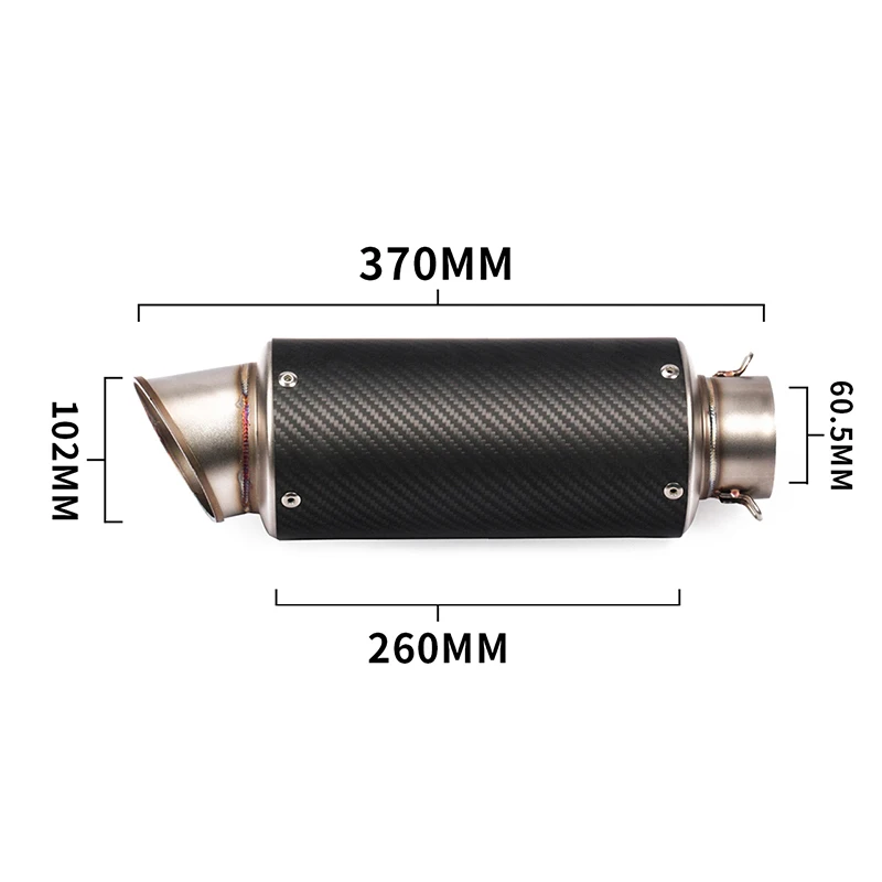 270mm/310mm/370mm/470mm Motorcycle Silencer System Tail Silp on for 60.5mm Motorbike Carbon Fiber Exhaust Muffler Pipe