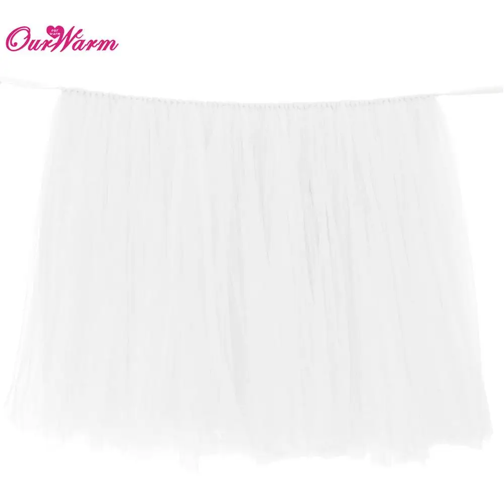 White Ourwarm 10 шт. DIY Юбки для столов ing настроить ручной работы Тюль Туту Юбки для столов Свадебные украшения Baby Shower вечеринок розовый - Цвет: White