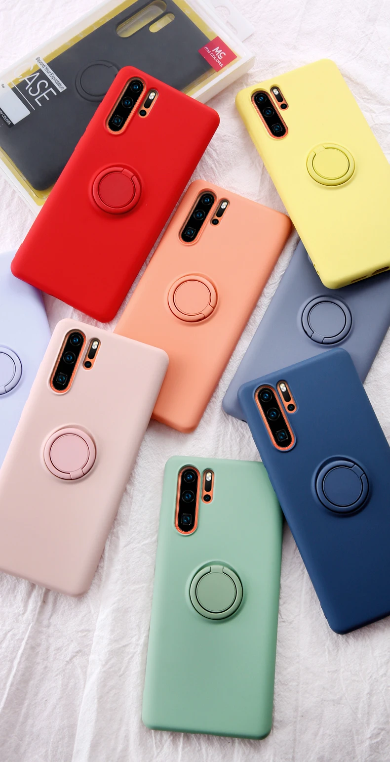 Socoupair Мягкий Жидкий чехол-держатель для телефона huawei P30 Pro Lite Nova 4e mate 20 Pro, мягкий силиконовый чехол из ТПУ с кольцом