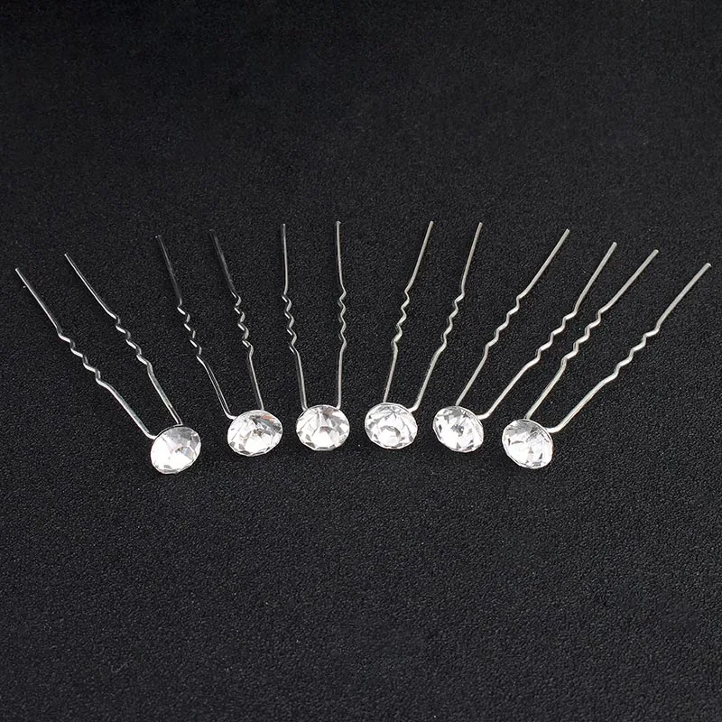 6Pcs HS-J3749-Silver QYY модный хрустальный головной убор Свадебные аксессуары для волос заколка для волос ювелирные изделия Стразы заколки для волос для женщин - Окраска металла: 6Pcs HS-J3749-Silver