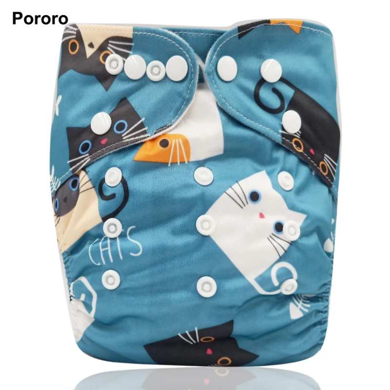 Бренд PORORO, все в одном размере, многоразовые карманные подгузники с застежкой на кнопке, супер мягкая детская Пеленка из моющейся ткани, подгузник