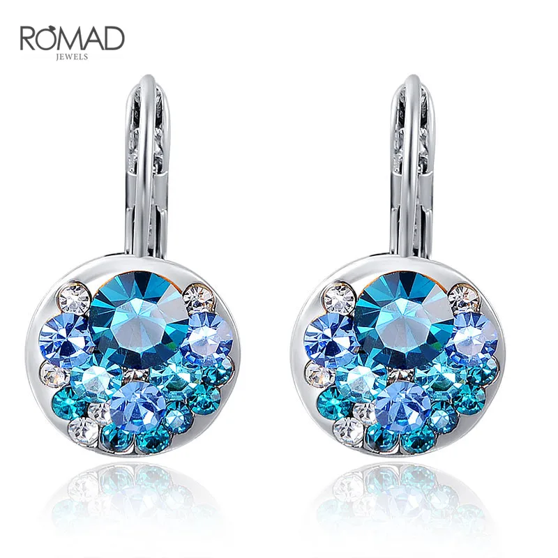 Женские серьги с синим кристаллом GS вечерние фианитом класса ААА ювелирные