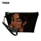 Женский косметический чехол THIKIN Art, черный чехол с принтом в африканском стиле для девушек, сумка для путешествий
