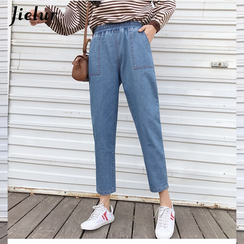 Jielur Harajuku S-5XL уличные джинсы для женщин в стиле бойфренд корейские синие Femme 2020