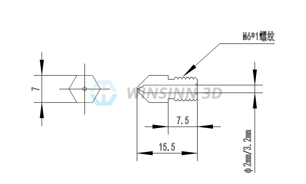 3D принтер сопло M6 нержавеющая сталь для 0 3 4 5 мм Hotend экструдер 1 75 нити|steel nozzle|nozzle