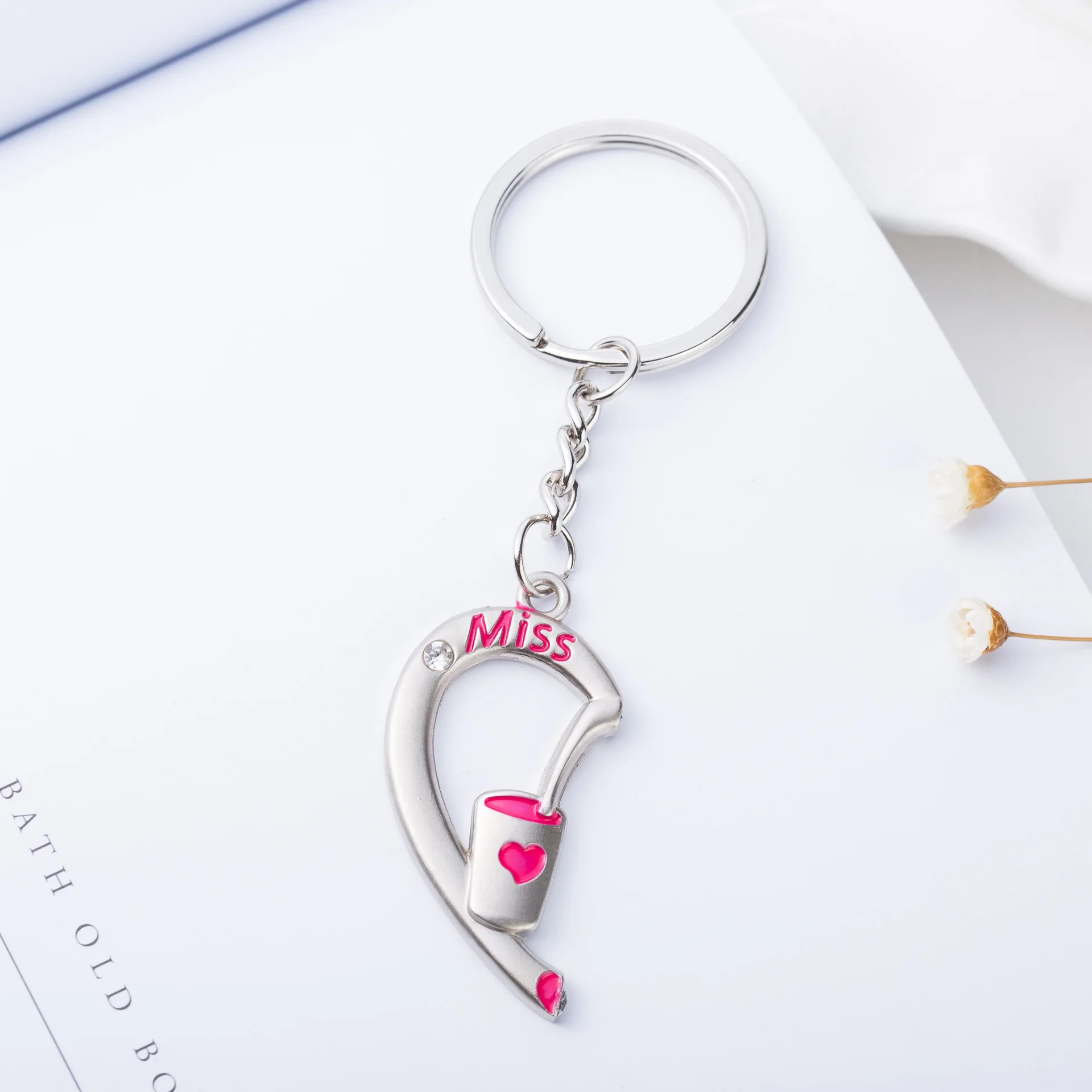 Модное кольцо для ключей в виде сердца влюбленный Брелок с цепочкой любовь