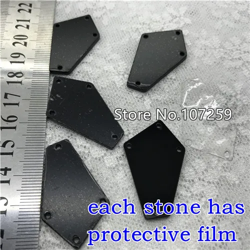 04N 22x37mm TopStone Black Jet Mirror пришивные стразы 30 форм с плоской задней стороной Акриловые Кристаллы пришивные камни для платьев аксессуары для одежды - Цвет: 04N 22x37mm