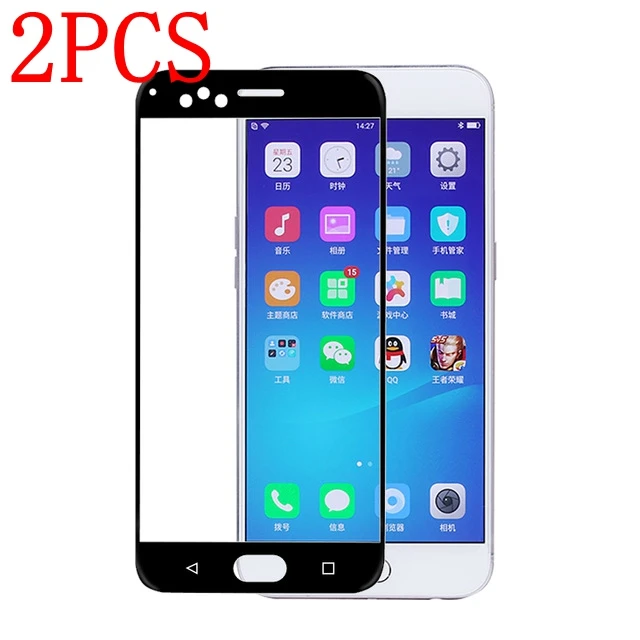 2 шт. закаленное стекло с полным покрытием для OPPO R11 защита экрана Защитная пленка