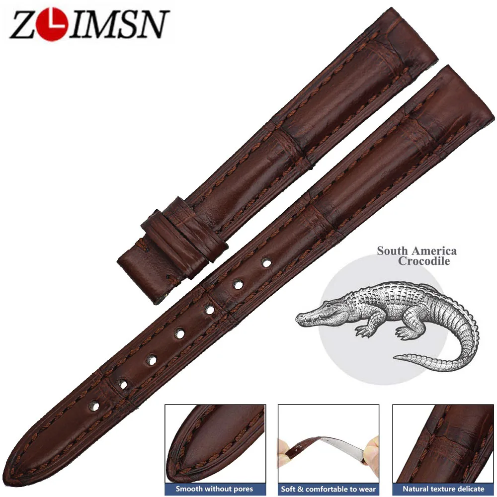 

Ремешок ZLIMSN из натуральной крокодиловой кожи для женских часов, браслет для часов OMEGA Longines, 12 мм-24 мм