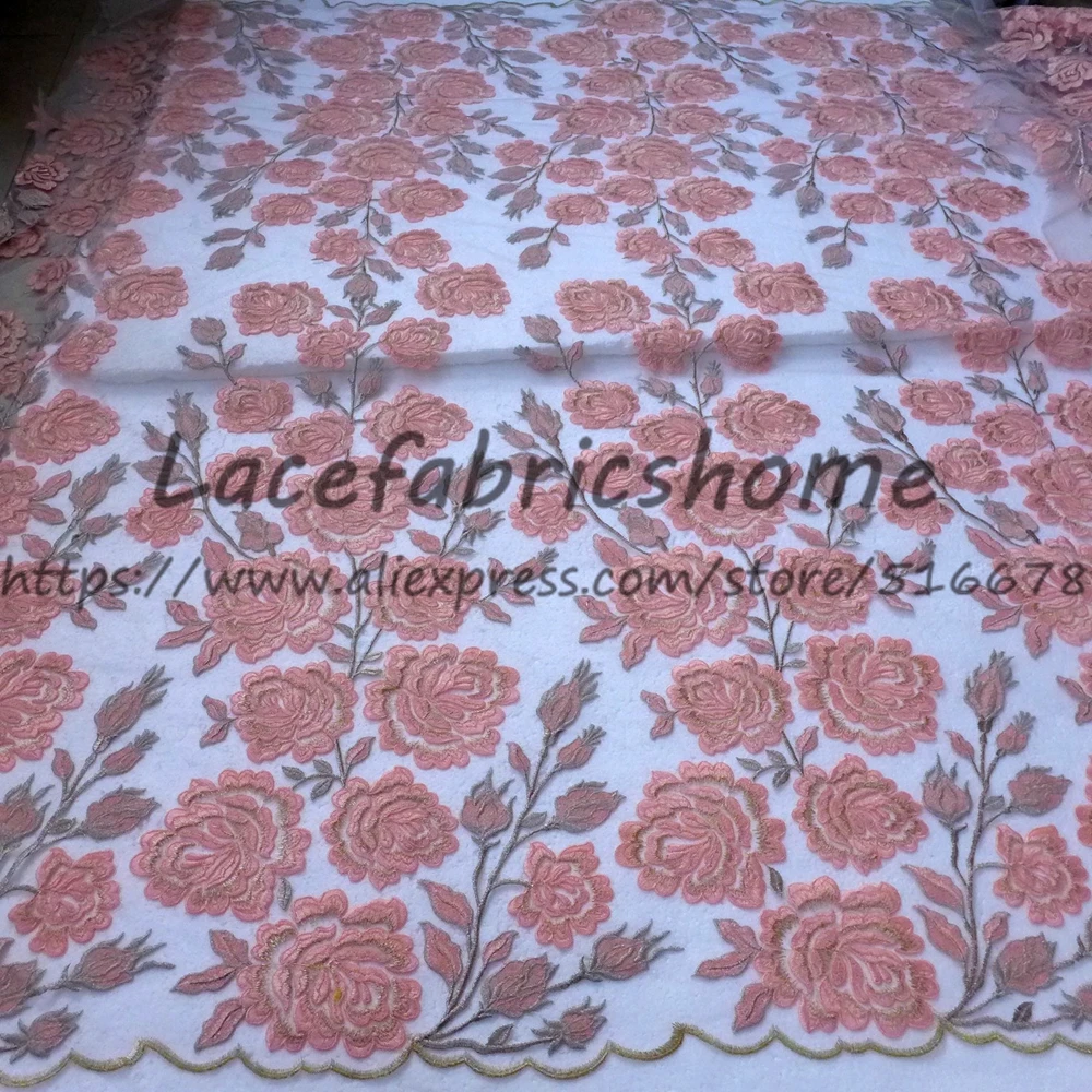 Горячая Распродажа розовое/серебряное/золотое Высокое качество 3D цветы на сетке