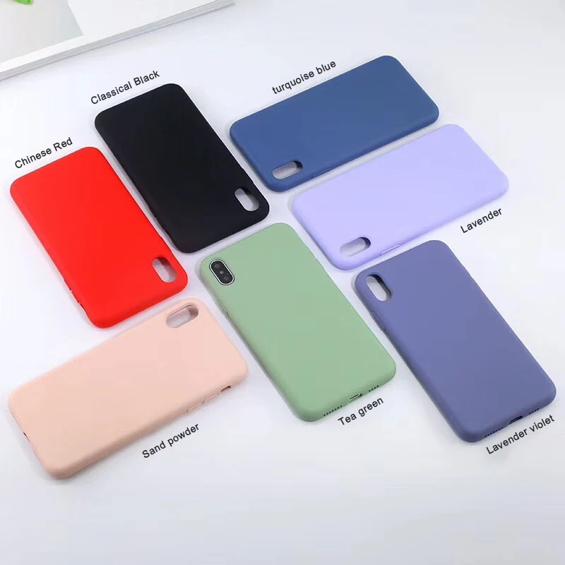 Твердый цветной жидкий силиконовый резиновый чехол для телефона iPhone 7 8 Plus Apple X XS