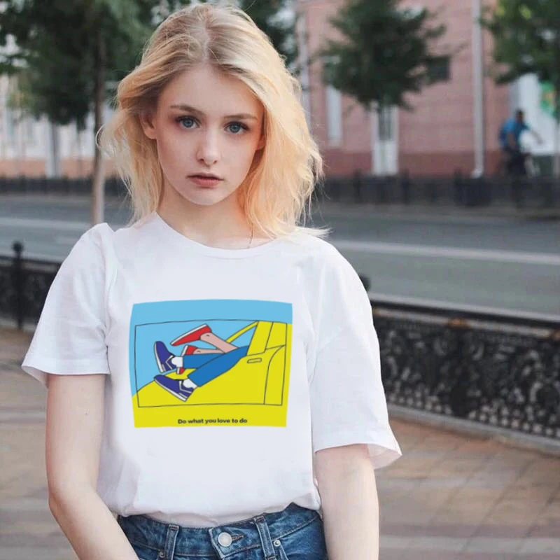 2019 Летняя женская одежда в стиле Харадзюку футболка с надписью Do What You Love To модная