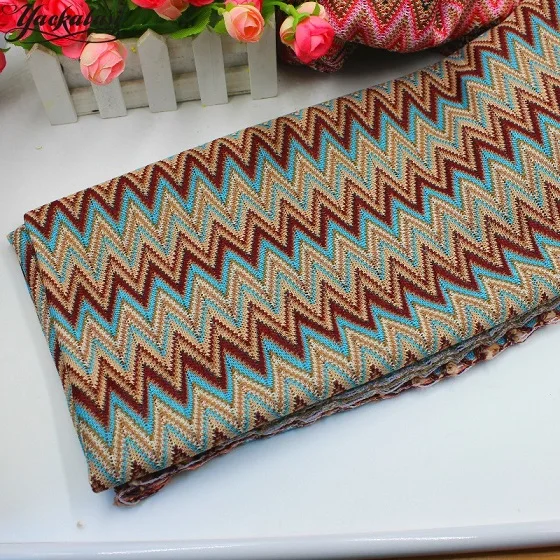 Color 3 YACKALASI Zig Zag Вязаные кружевные ткани для платья 1 ярд волнистые полосатые Мягкие Вязаные кружевные ткани вязаные популярные кружева 150 см в ширину - Цвет: Color 3
