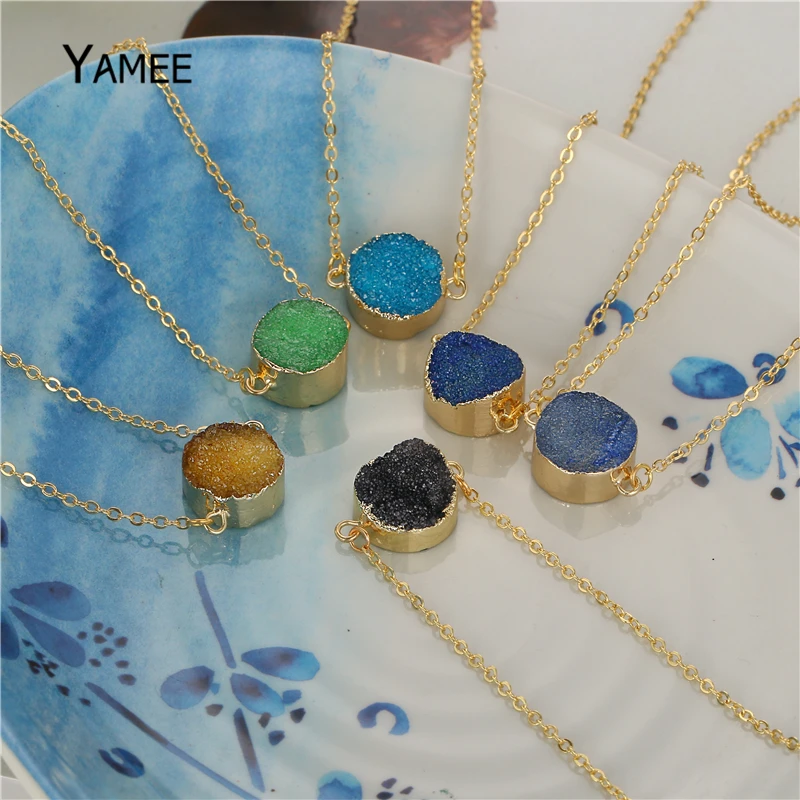 Ожерелье с подвеской из натурального драгоценного камня 11 цветов | Украшения и