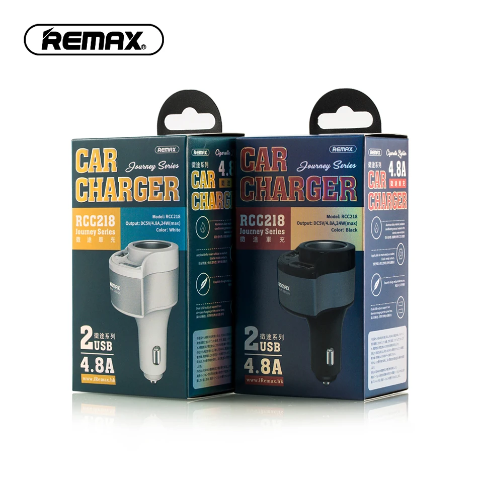 REMAX двойной зарядное устройство USB с гнездом прикуривателя 4.8A быстрое зарядное устройство адаптер автомобильная зарядка для redmi samsung gps dvr планшет