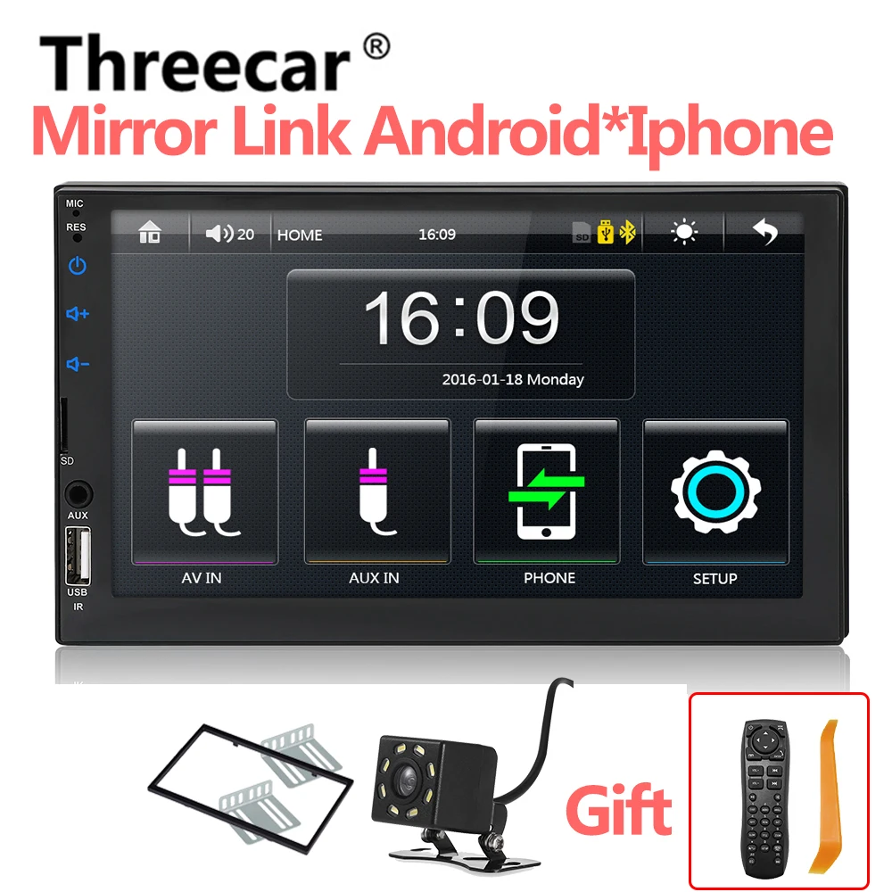 with camera frame Автомагнитола 7049D HD " сенсорный экран стерео 2 Din Bluetooth FM SD USB Aux вход Зеркало Ссылка Android Mp5 плеер - Цвет: with camera frame