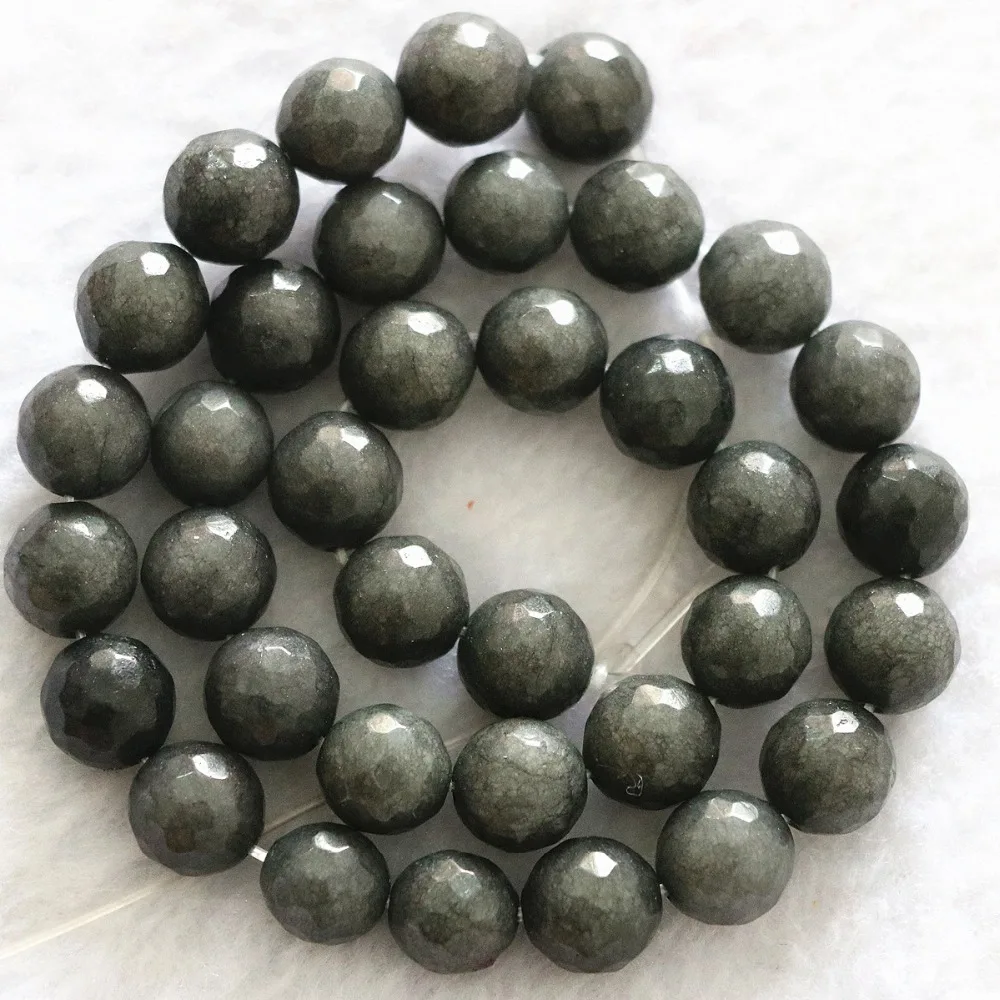 Красивые Круглые граненые бусины темно серого цвета 10 мм модные женские и