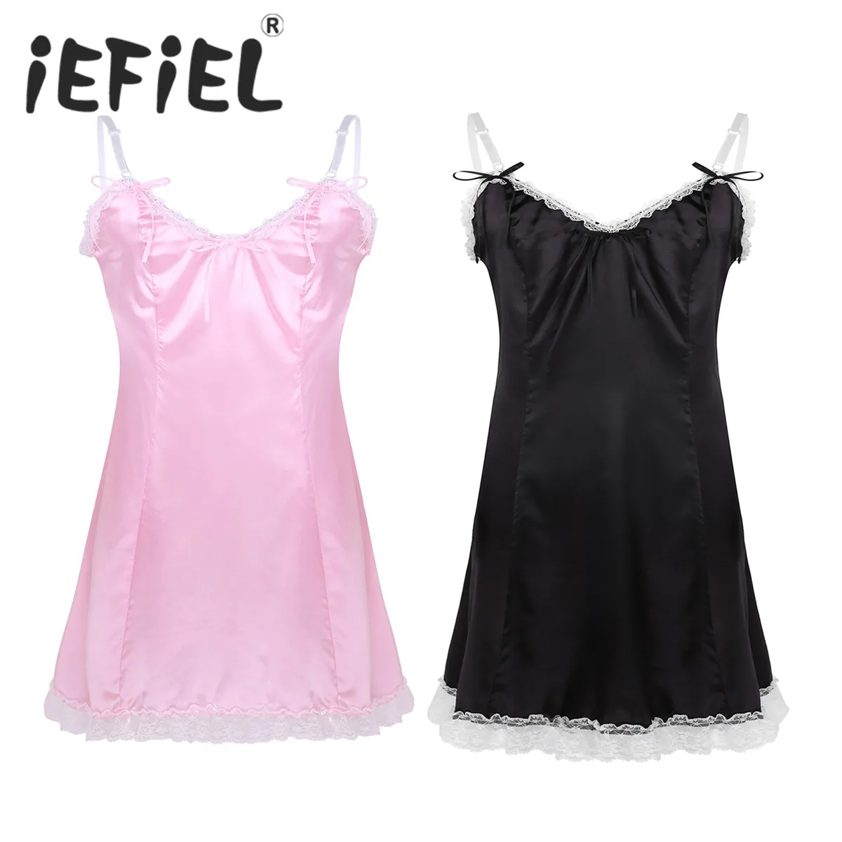 Сексуальное Мужское эротическое нижнее белье костюм Babydoll мягкое атласное платье