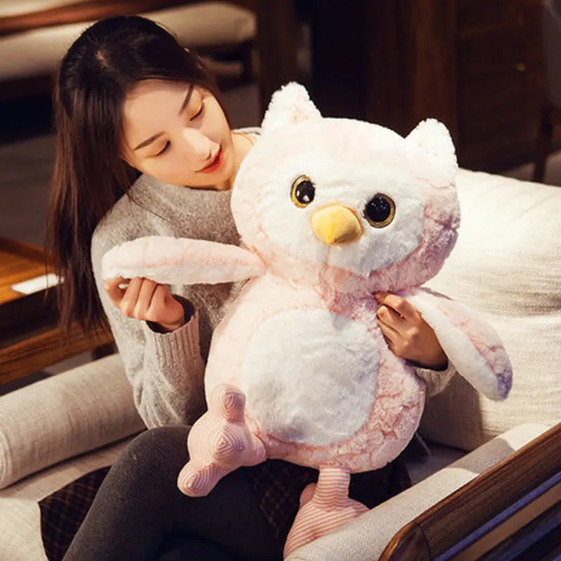 Розовая/серая креативная Kawaii Сова плюшевая, игрушка, чучело, кукла для детей, милая мягкая подушка, подарок