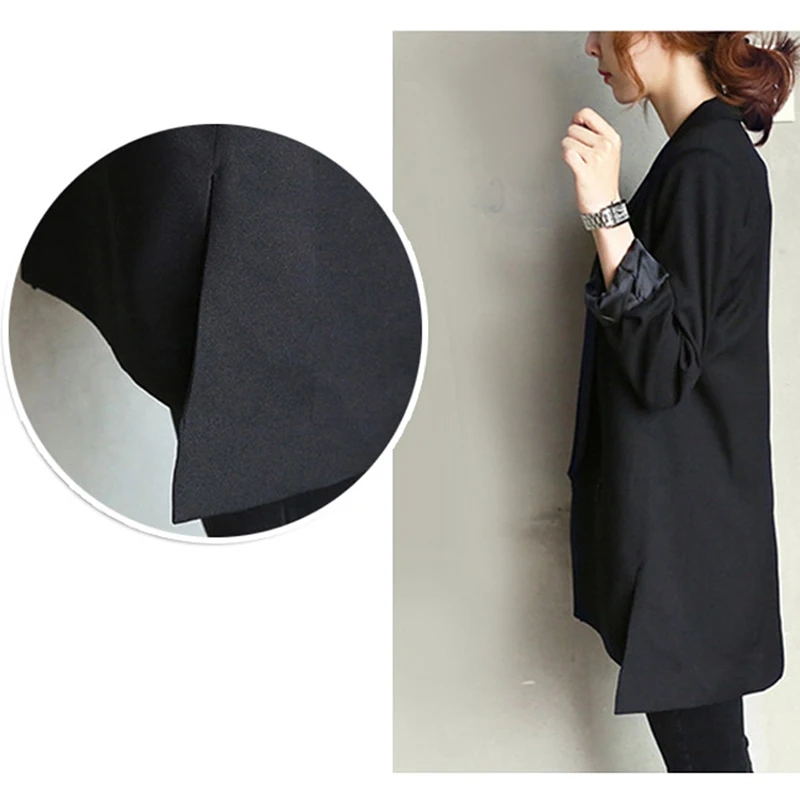 1 шт. новая однотонная Черная Женская куртка блейзеры и прямые Гладкие Женские