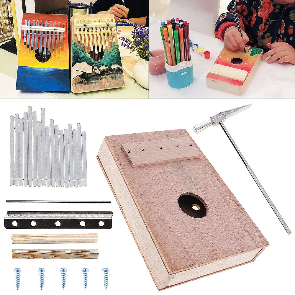 Простой и веселый 17 ключ Kalimba DIY Kit красное дерево палец пианино Mbira для картина ручной работы родителей и детей